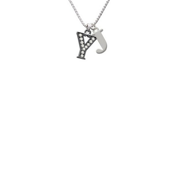 Black Y Letter Letter Initial Pendant for Personalised Necklaces Uppercase Initials 2 Black Plated Y Letter